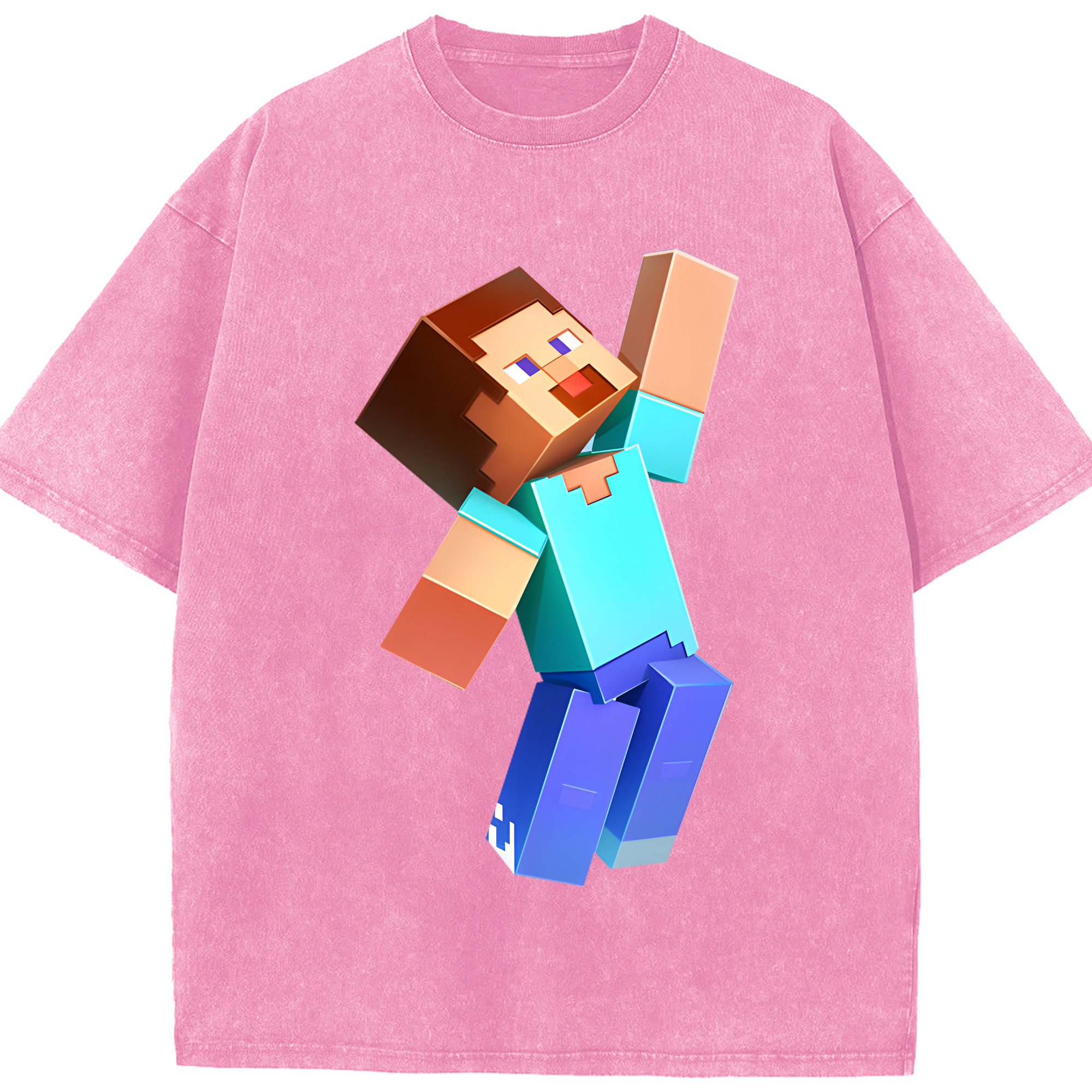 （画像用） マインクラフト ブロックの世界 Minecraft MC Block world 綿100% ヴィンテージ風 半袖Tシャツ（フロントプリント）